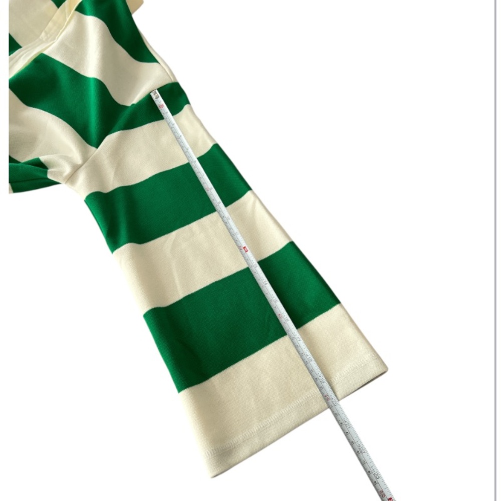 π Green & Cream Striped Rugby Shirt Partial Zip-Up Size 2XL New Without Tag - Picture 9 of 14